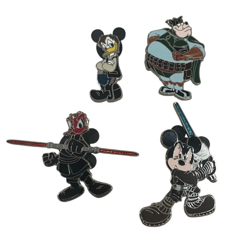 Disney Pins Set of 4 Star Wars Mickey Anakin Skywalker Donald Han Solo Maul EUC